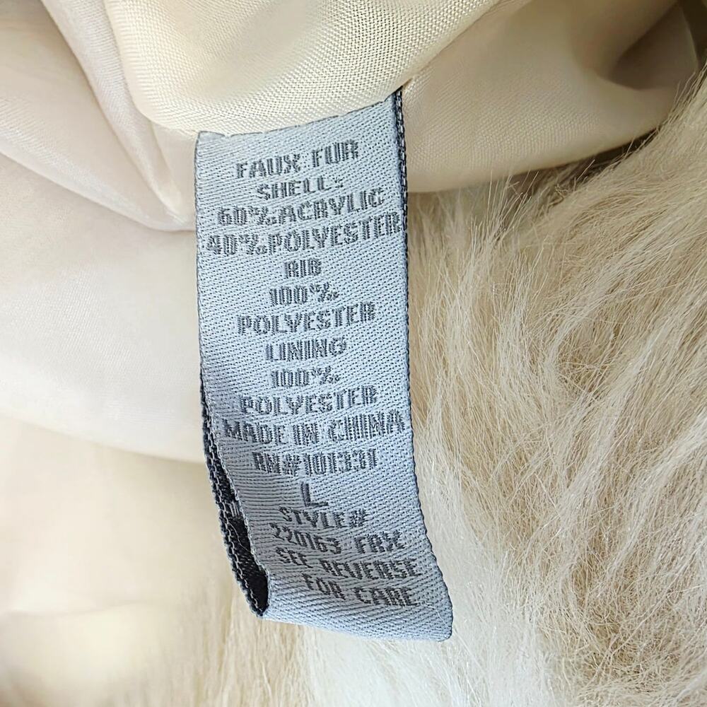 Vintage Charlotte Russe Y2K Faux Fur Vest Large Cream Zip Front Glam Snow Bunny - Picture 12 of 15